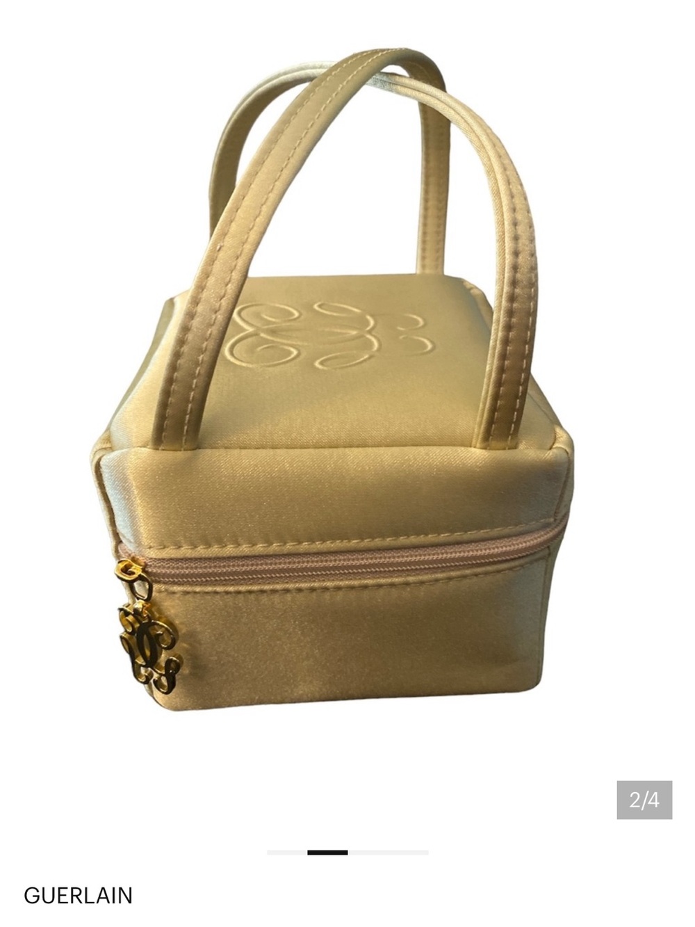 GUERLAIN Satin Gold Cosmetic Case with Dual Handles